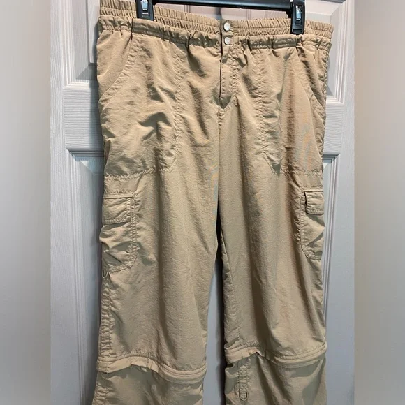 Lucy Women’s Hiking Pant/Zip Off into Capris SZ L. Khaki/Tan - Picture 2 of 7
